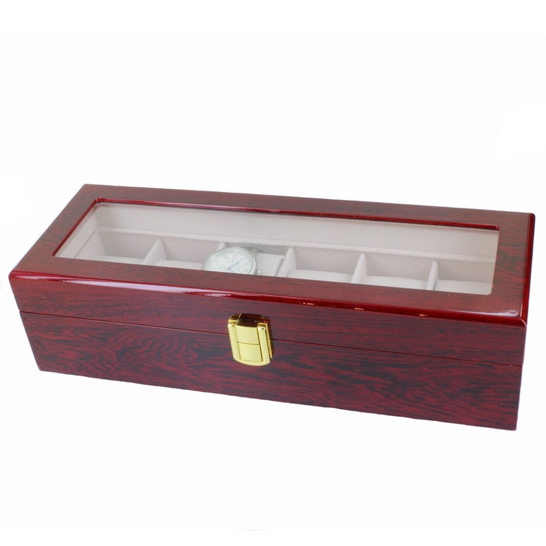 Luxury style wooden watch case. Storage box 1 to 12 watches. Gift box. Pour 6 montres