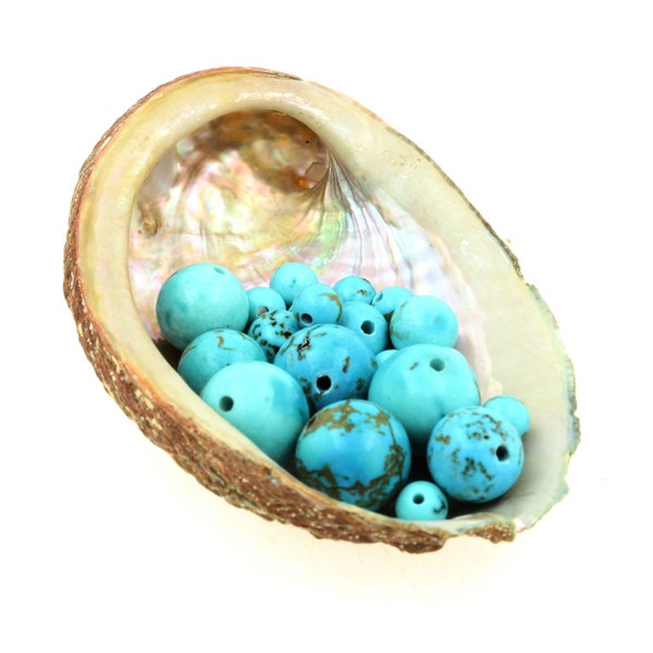 Perles Howlite Turquoise 2/3/4/6/8/10/12 mm + fil élastique transparent offert, pierres naturelles pour création bijoux DIY