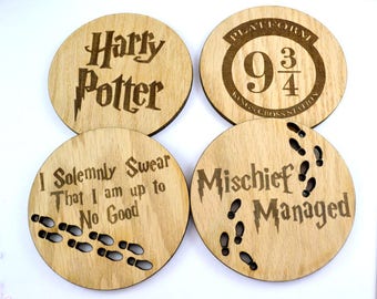 Harry Potter Style Coaster Set - Set of 4
