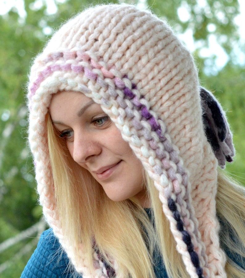 Chunky Knit Hat / Hand Knit HatCowl / Knit Hood Hat / Knitted Etsy