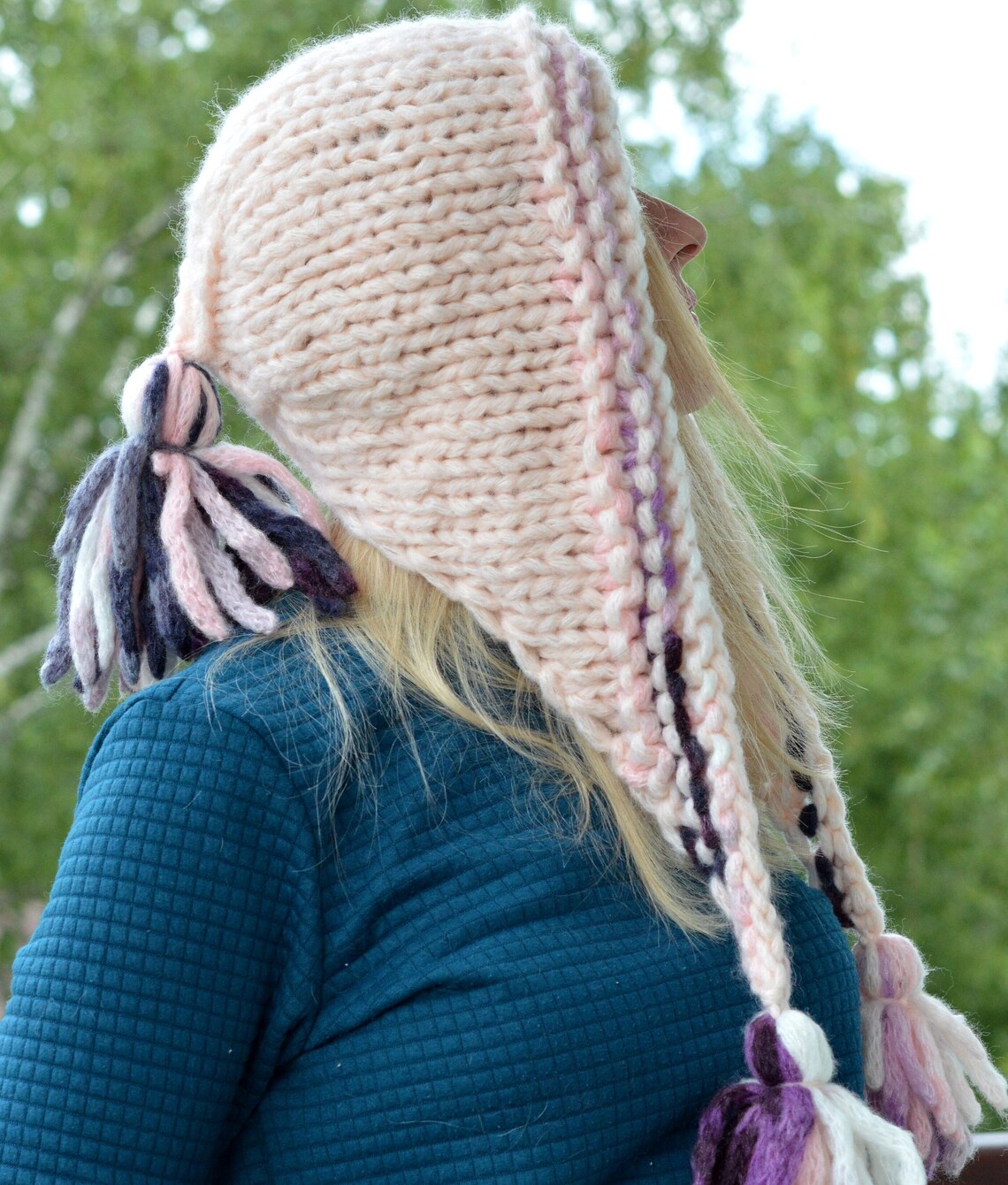 Chunky Knit Hat / Hand Knit HatCowl / Knit Hood Hat / Knitted Etsy