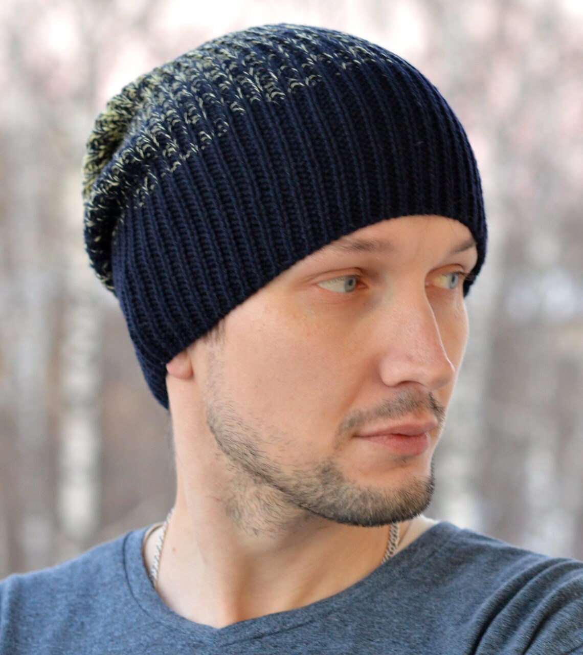 Hand Knitted Hat / Knit Hat / Men's Hat / Beanie / Woolen Etsy