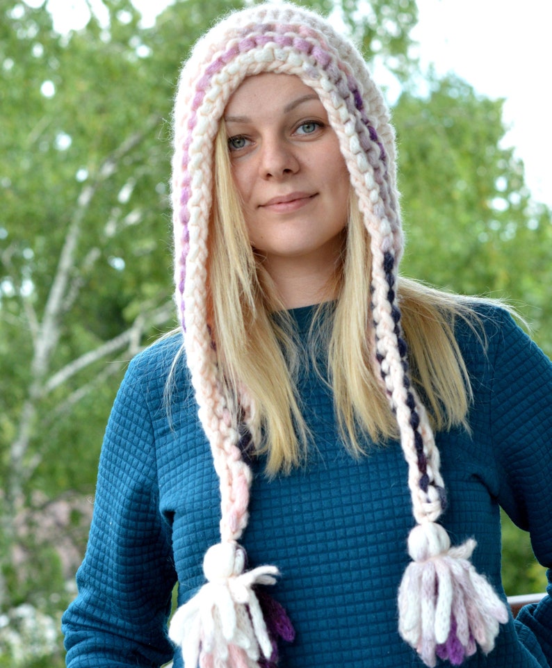 Chunky Knit Hat / Hand Knit HatCowl / Knit Hood Hat / Knitted Etsy