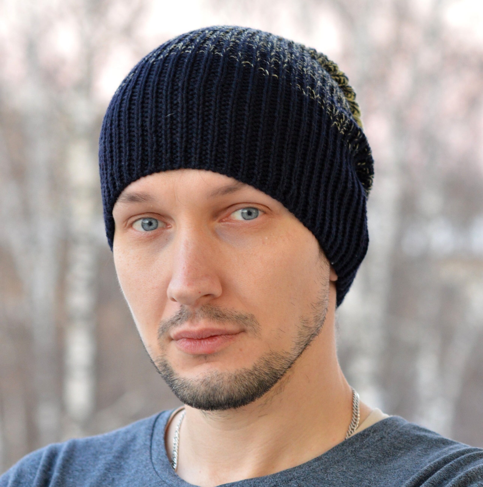 Hand Knitted Hat / Knit Hat / Men's Hat / Beanie / Woolen Etsy