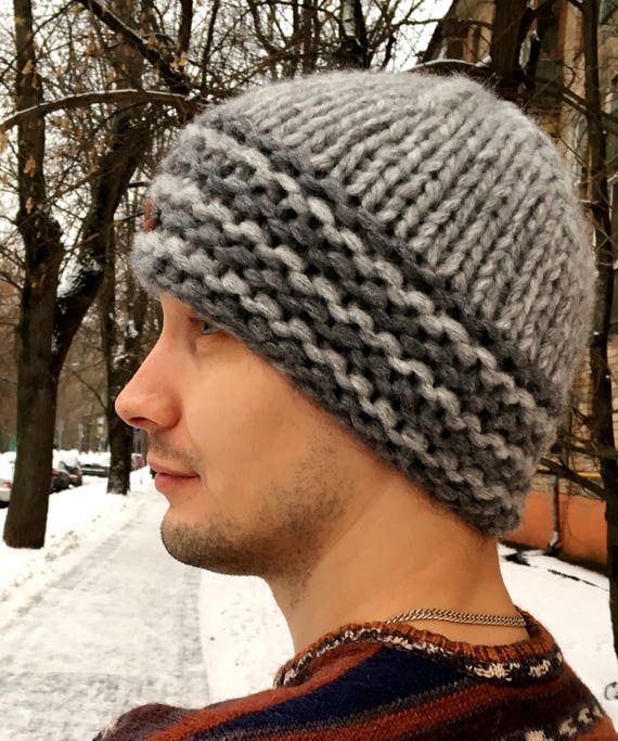 Mens Hat / Men's Knitted Hat / Chunky Knit Hat / Hand Knit Etsy