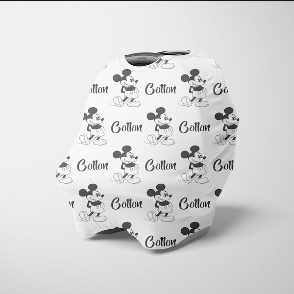 Personalized Car seat Canopy, Mickey Mouse Car seat Cover, Personalized Mickey Mouse Carseat Cover,  Mickey Carseat Canopy