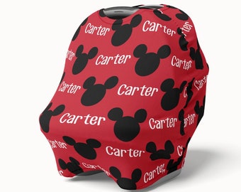 Mickey Car Seat Canopy Cover with Name, Personalized Shopping Cart, Highchair Cover for Girls, Mickey Nursing Privacy Cover