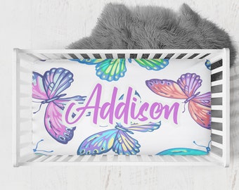 Personalized crib sheet, Personalized Butterfly Crib Sheet, Butterfly Name Crib Sheet, Personalized Girl Crib Sheet, Girl Name Crib Sheet