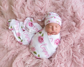 SALE Personalized Name Blanket, Personalized Name Rose Blanket, Roses Baby girl name blanket,  personalized floral blanket