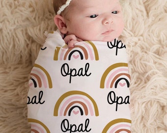 neutral rainbow swaddle