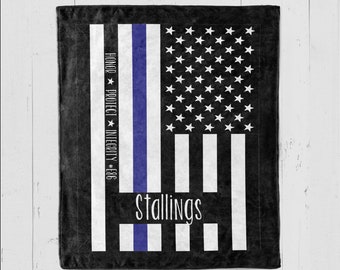 Personalized Thin Blue Line Blanket, Personalized Thin Red Line Blanket, Personalized Blanket for adults, Personalized Police Blanket