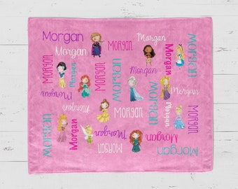 SALE Personalized Name Blanket, Personalized Princess Blanket, Princess Baby girl name blanket,  personalized princess name blanket