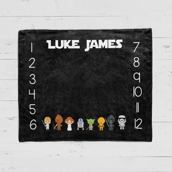 SALE! Personalized Milestone Blanket Boy, StarWars Milestone Blanket, Personalized StarWars Blanket Boy, Boy Milestone Blanket, Star Wars