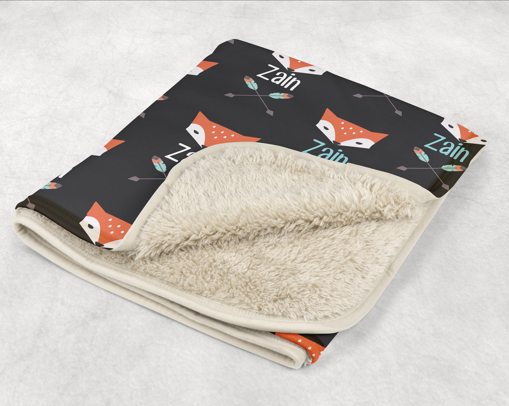 Tribal Fox and Arrow Swaddle Blanket Personalized Name Etsy