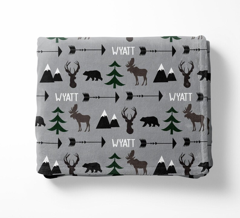 Personalized Swaddle Hunting Baby Blanket Name Blanket Deer Etsy