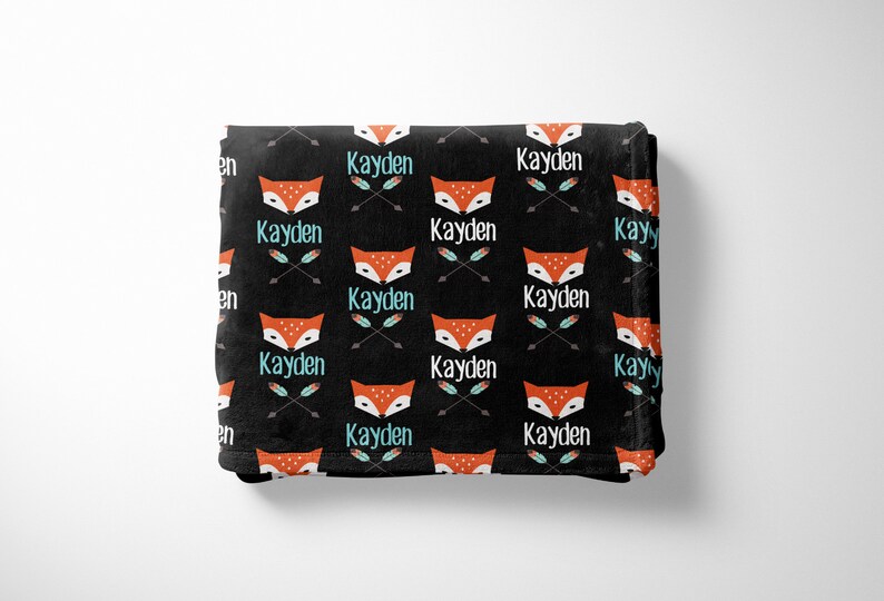 Tribal Fox and Arrow Swaddle Blanket Personalized Name Etsy