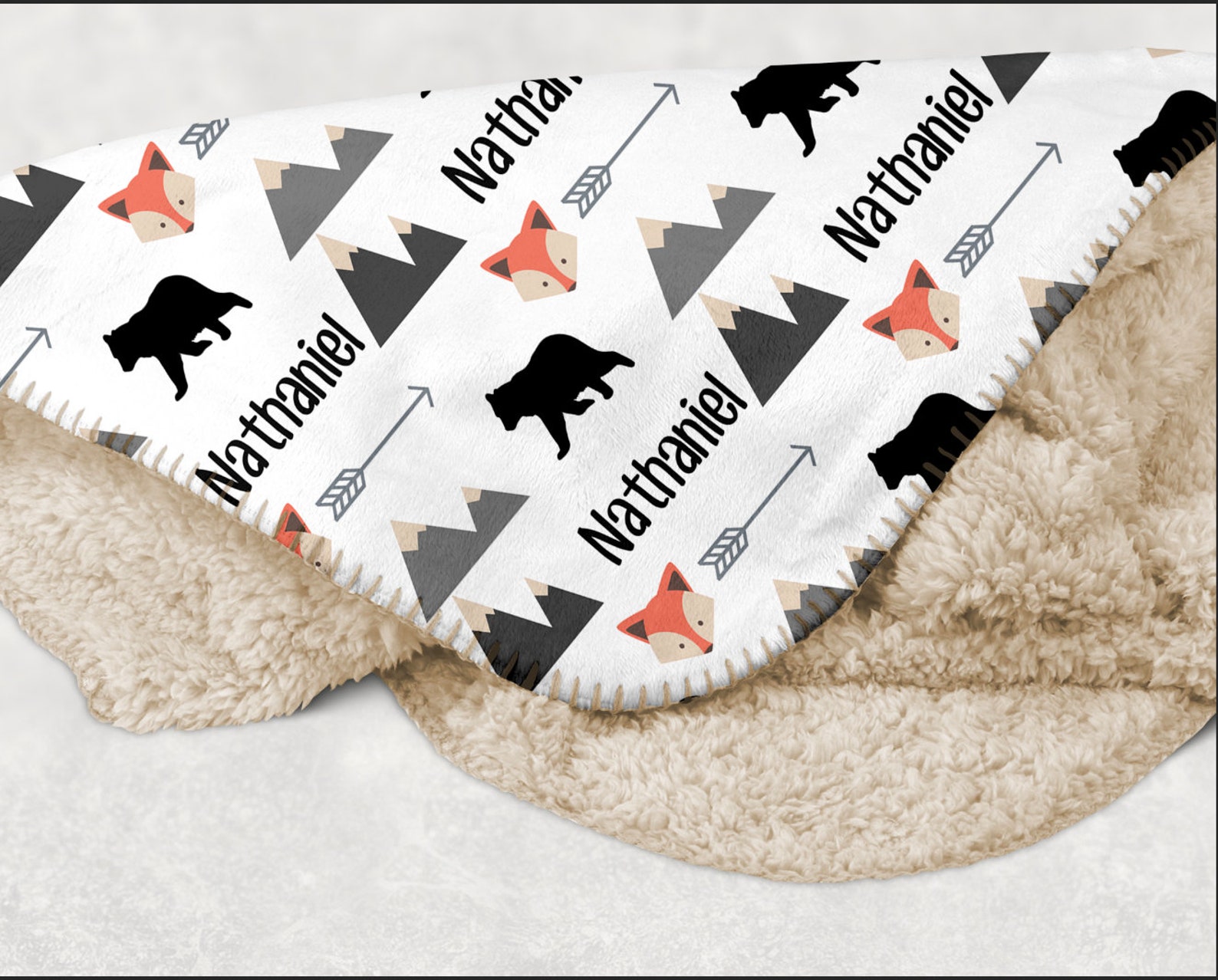 SALE Personalize Baby Blanket Baby Name Blanket Black Bear Etsy