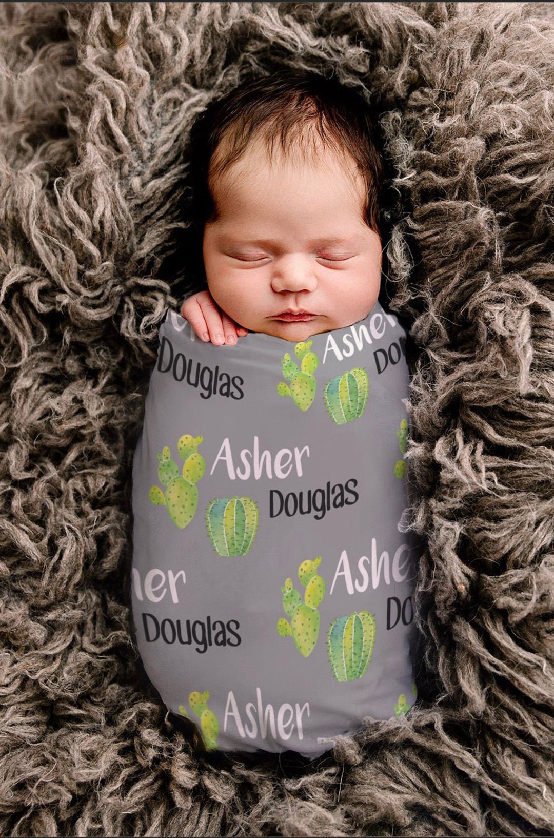 SALE Personalize Baby Blanket Baby Name Blanket Cactus Name Etsy