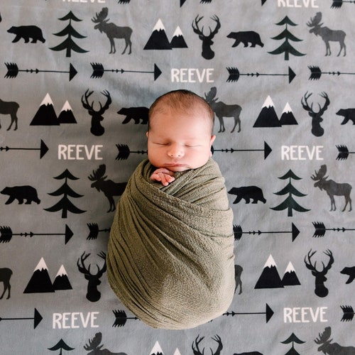 Personalized Swaddle Hunting Baby Blanket Name Blanket Deer Etsy