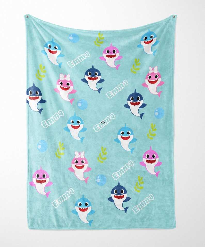 Personalized Shark Blanket Personalized Baby Shark Blanket Etsy
