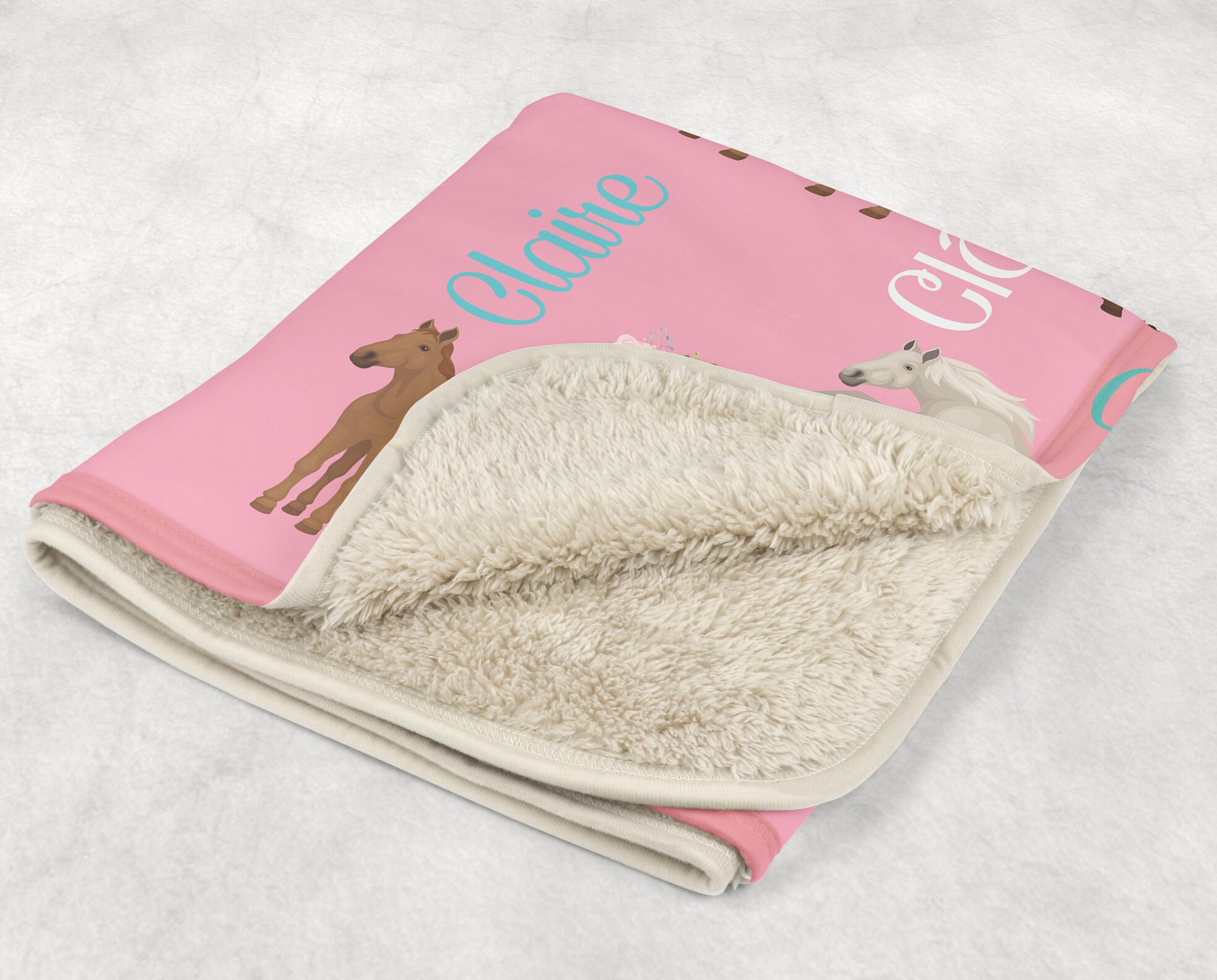Personalized Horse Blanket Monogrammed Baby Blanket Name Etsy