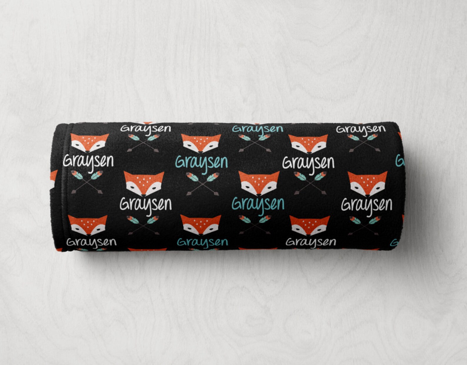 Tribal Fox and Arrow Swaddle Blanket Personalized Name Etsy