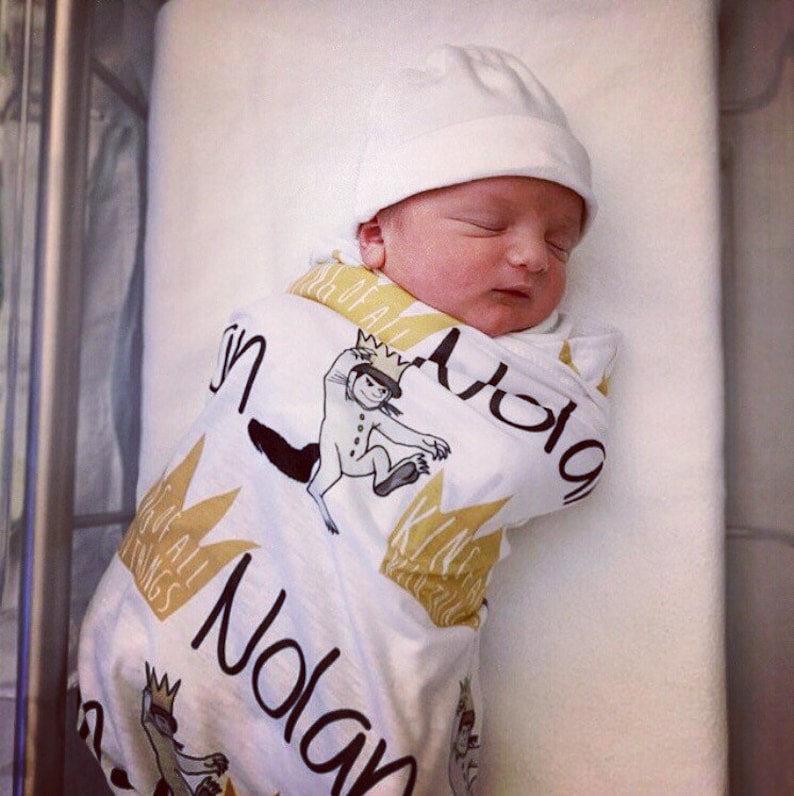SALE Personalized swaddle blanket baby name blanket wild Etsy