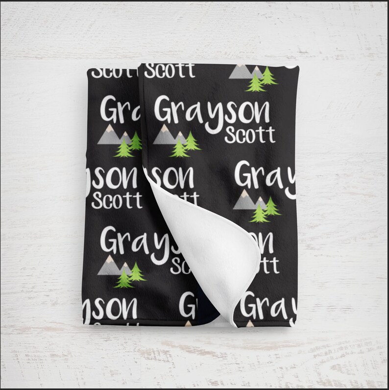 mountain blanket fox blanket deer blanket black bear blanket Personalize baby swaddle SALE baby name blanket baby boy blanket