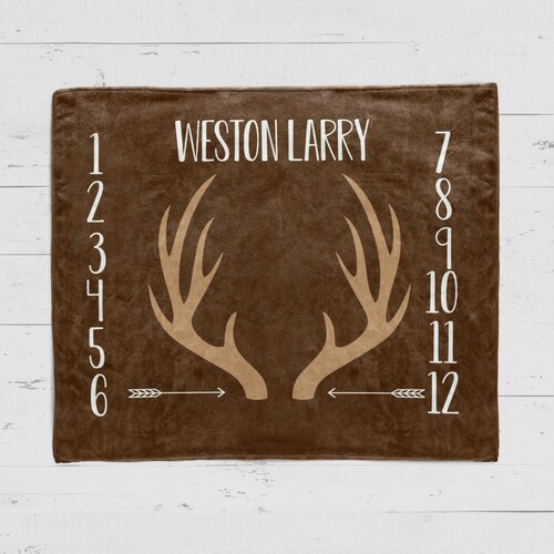 Deer Antler Baby Milestone Blanket Baby Month Blanket Etsy