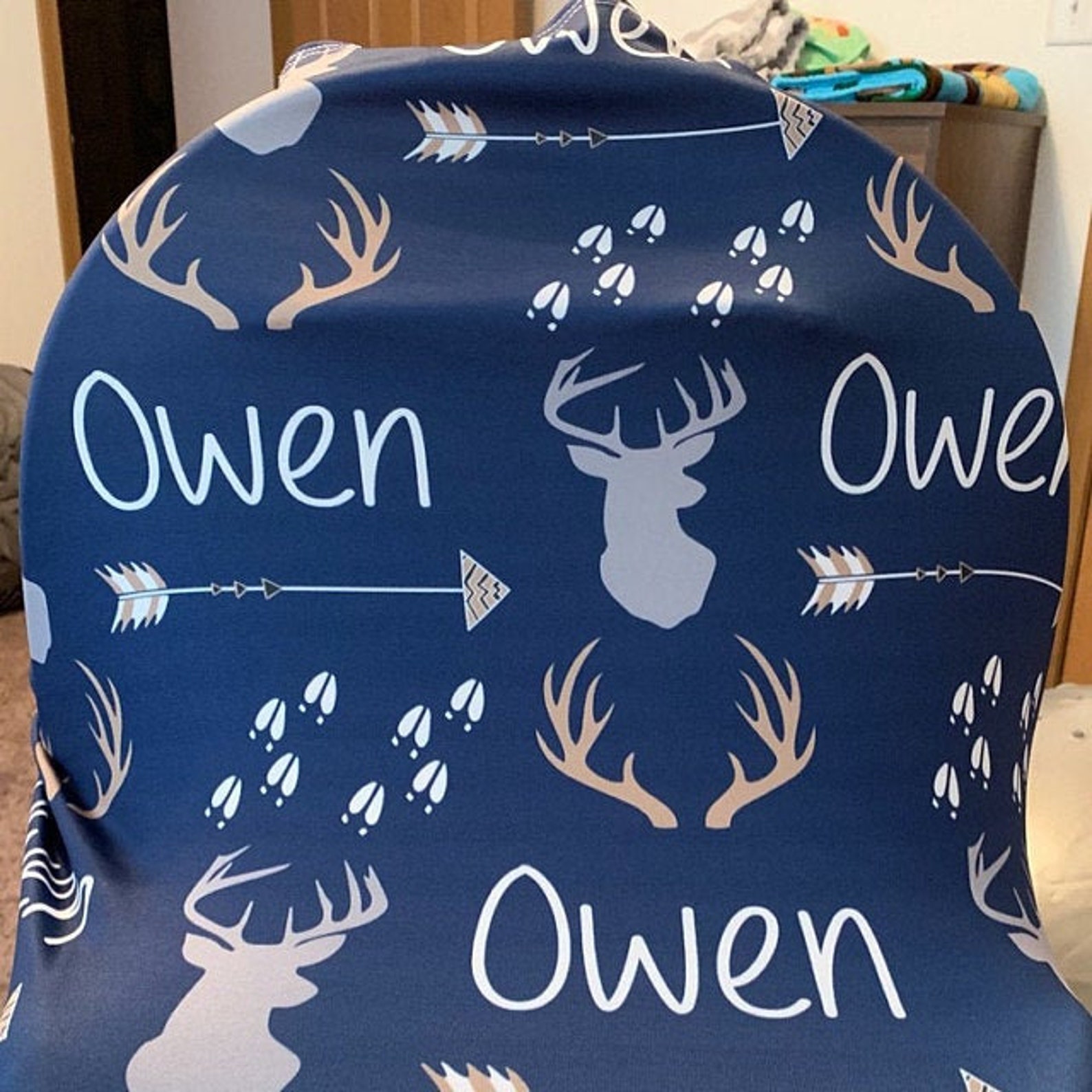 Sale Personalized Car Seat Canopy Deer Car Seat Cover Etsy