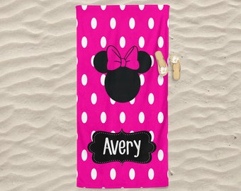 Personalized Monogram Beach Towel Minnie Mouse Towel Personalized Personalized Mickey Mouse Towel