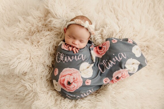 etsy personalized swaddle blanket