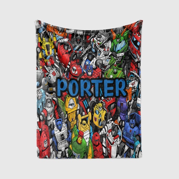 SALE Personalized Name Blanket, Personalized Transformers Blanket, Transformers name blanket,  personalized Autobots name blanket