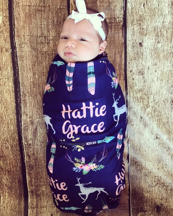 Personalized swaddle blanket baby name blanket deer blanket Etsy
