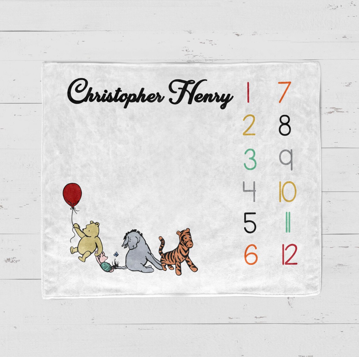 Personalized Milestone Blanket Boy Classic Winnie the Pooh Etsy