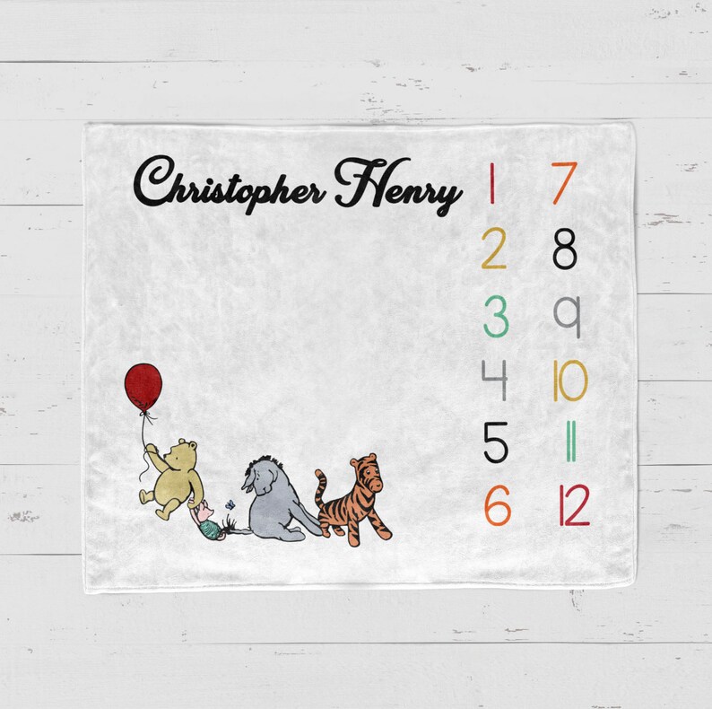 Personalized Milestone Blanket Boy Classic Winnie the Pooh Etsy