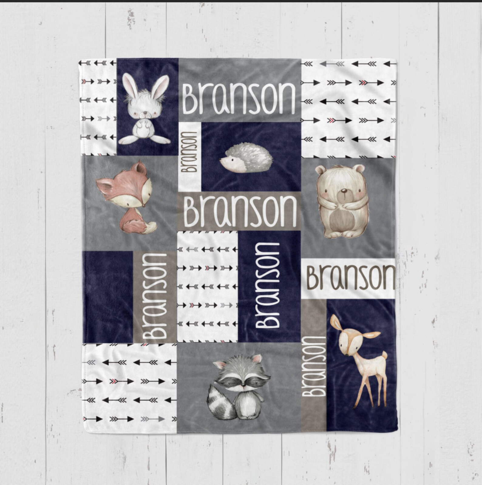 SALE Personalize Baby Swaddle Baby Name Blanket Woodland Etsy
