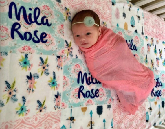 Personalized Name Blanket Personalized Name Quilt Style Blanket