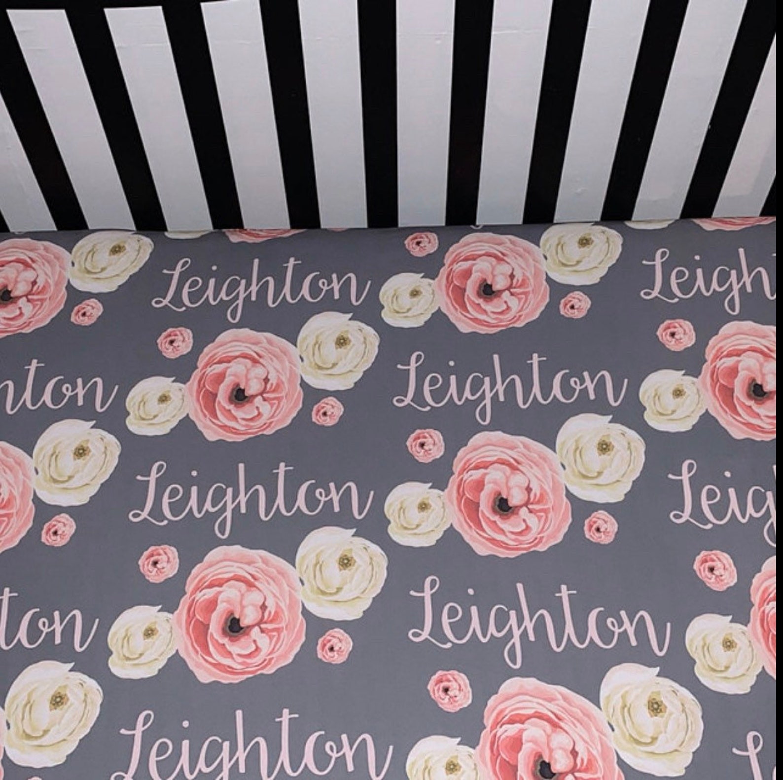 Personalized crib sheet Personalized Roses Crib Sheet Roses Etsy