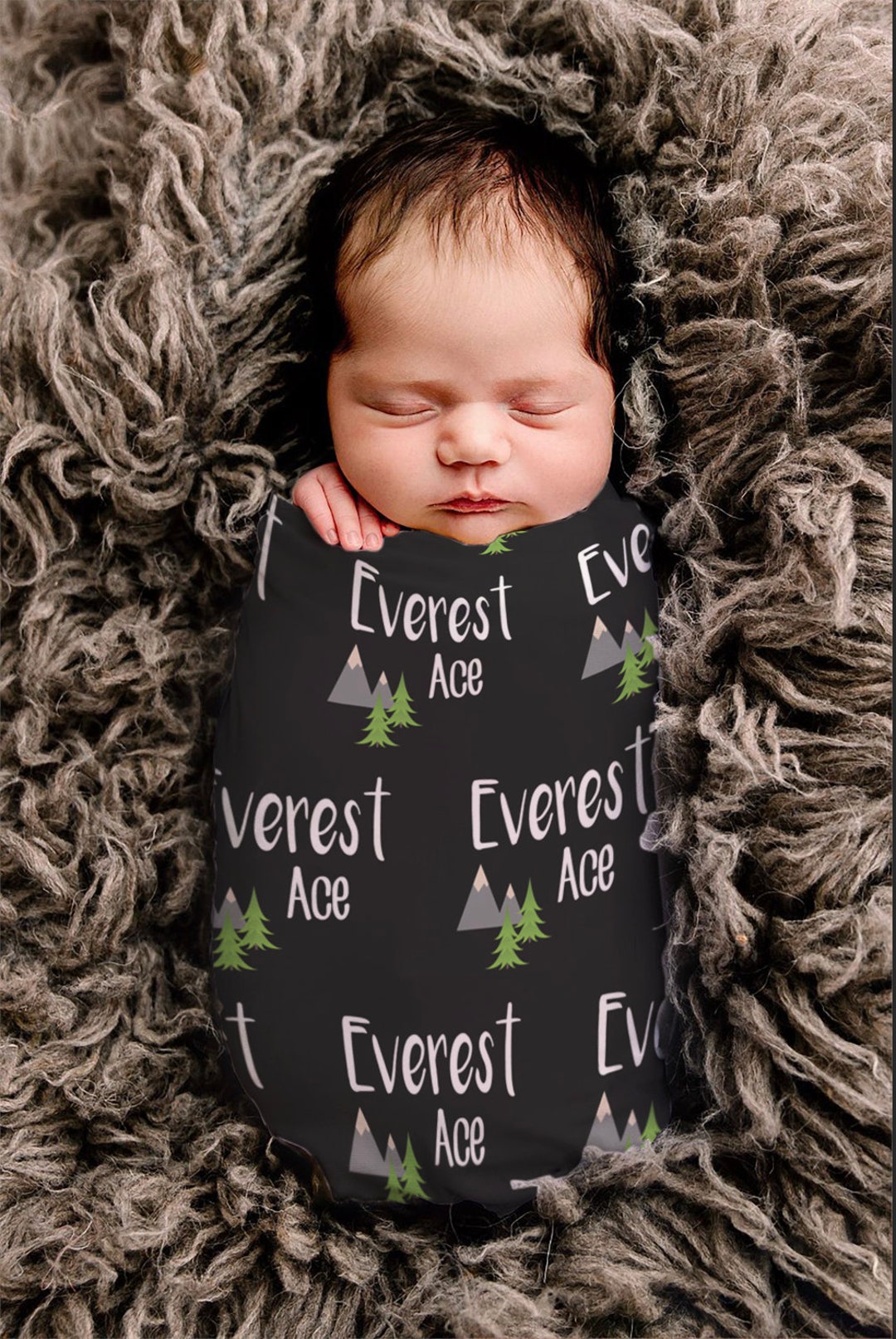 SALE Personalize Baby Swaddle Baby Name Blanket Mountain Etsy