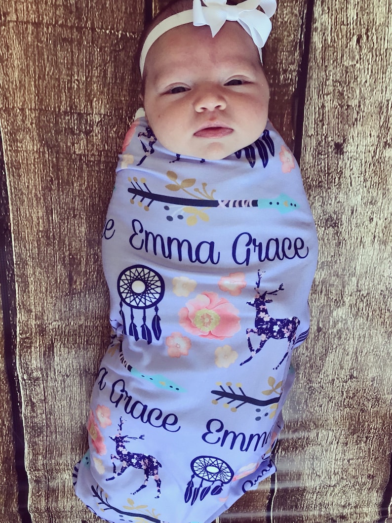 Personalized swaddle blanket baby name blanket name swaddle Etsy