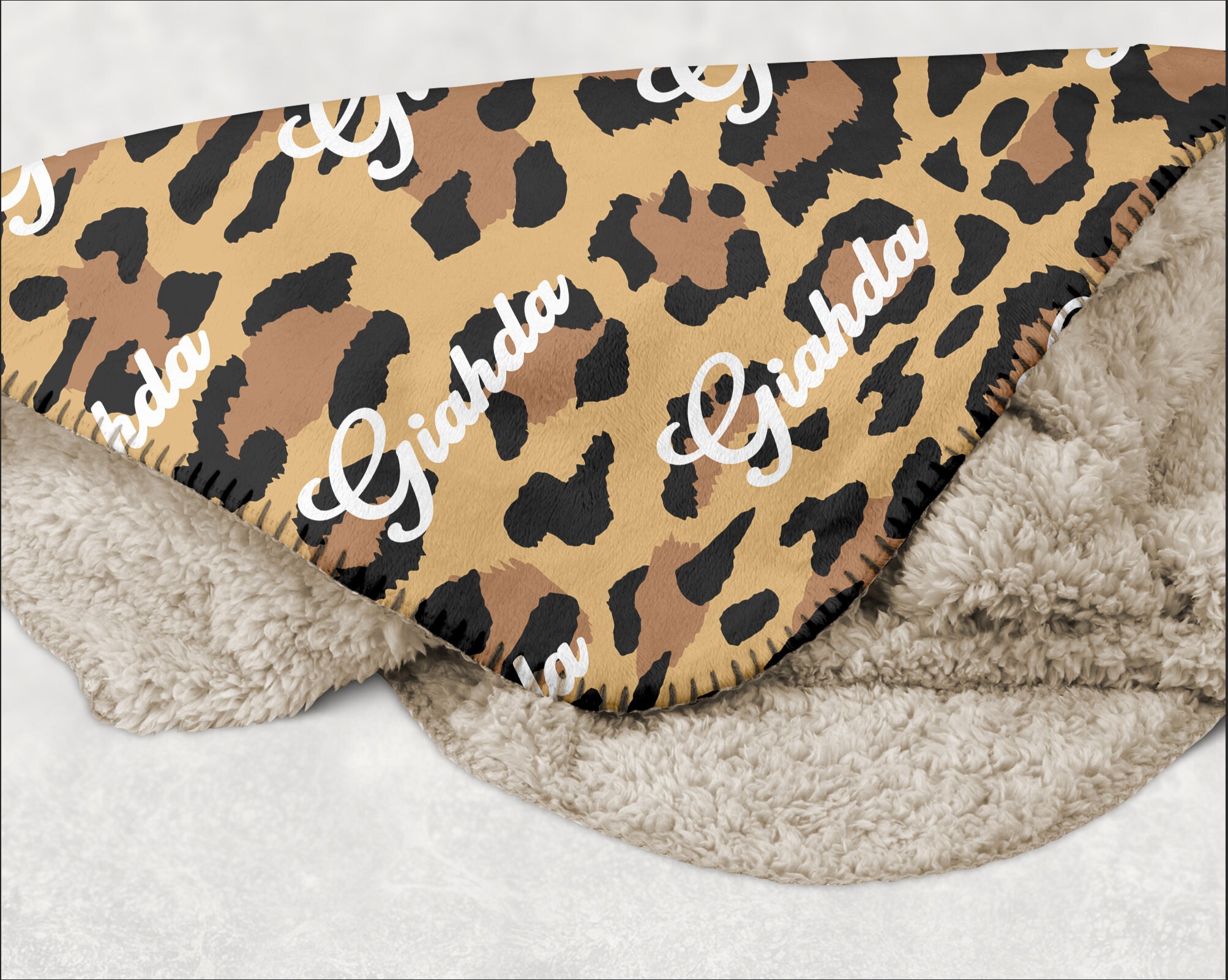 Personalized Swaddle Leopard Baby Blanket Leopard Name Etsy
