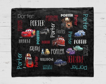 SALE Personalized Name Blanket, Personalized Cars Blanket, Cars name blanket,  personalized Cars name blanket