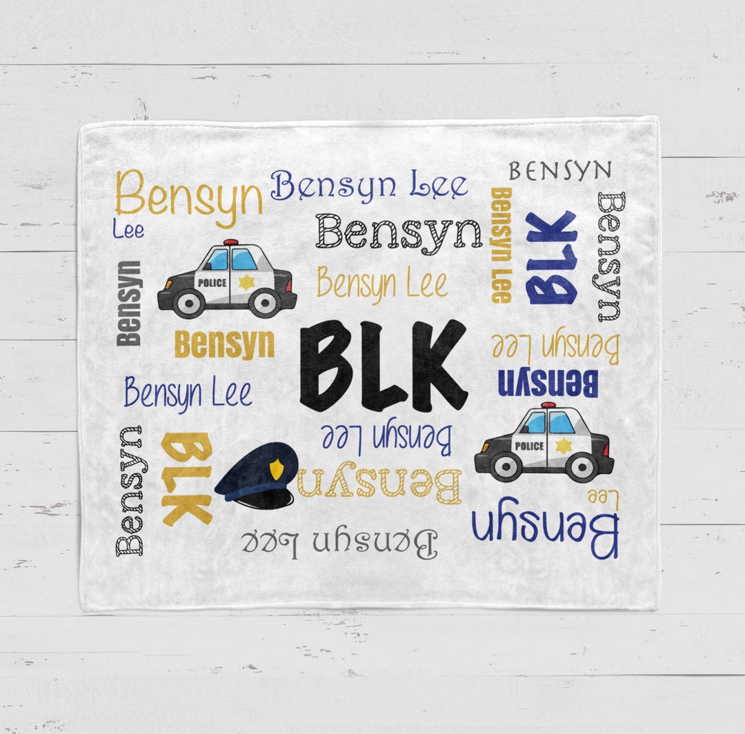 Personalize Police Blanket, Policeman Blanket, Baby Blanket, Baby Name Blanket, Monogram Blanket