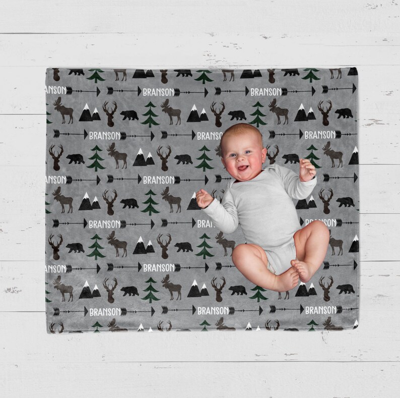 Personalized Swaddle Hunting Baby Blanket Name Blanket Deer Etsy