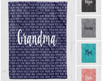 Personalized Grandma Blanket, Personalized Mom Blanket, Personalized Blanket for Grandma, Personalized Family Blanket, Mother's Day Gift