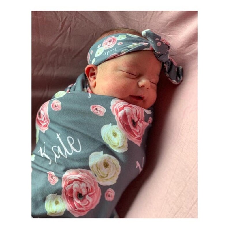Personalized Swaddle Blanket Personalized Blanket Girl Roses Etsy
