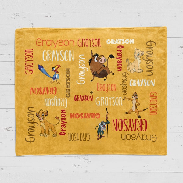 SALE Personalized Name Blanket, Personalized Lion King Blanket, Lion King name blanket,  personalized Lion King name blanket