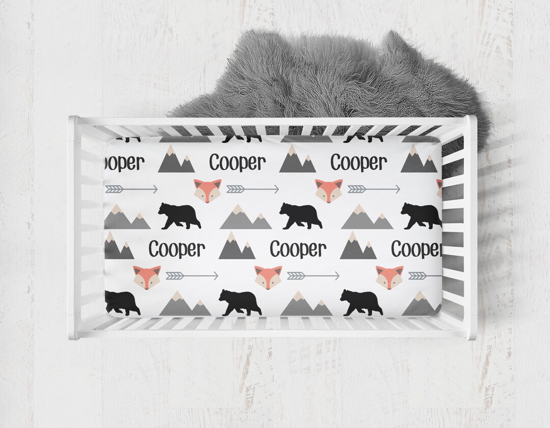 Personalized Crib Sheet, Personalized Woodland Crib Sheet, Woodland ...