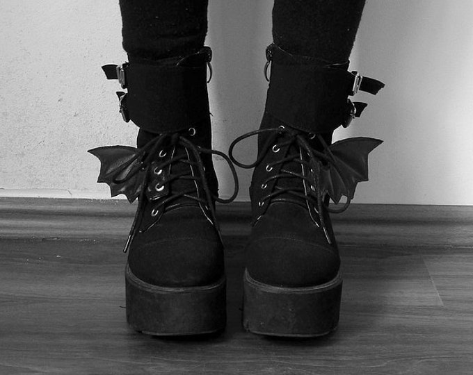 Black Skate Wings Bat Shoe Wings Gothic Shoe Wings Faux - Etsy